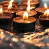 Lit tea light candles