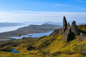 A nice clear blue sky day overlooking the Old Man of Storr on the Isle of Skye.