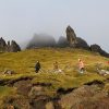 People on the hiking/walking trail to get to the Old Man of Storr on the Isle of Skye